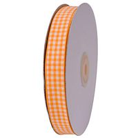 ATRibbons 50 Yards 5/8 Inch Wide Checked Ribbon Polyester Gingham Ribbon for Gift Wrapping,Hair Bows and Craft (Orange)