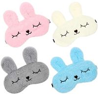 GeeVen 4 Pack Rabbit Sleeping Mask Soft Plush Blindfold Sleep Mask Eye Mask for Women Girls Kids