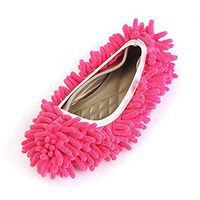 Microfiber Washable Mop Slippers Shoes For Women Floor Dust Dirt Hair Cleaner (Color : Red)