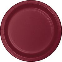 Club Pack of 240 Burgundy Disposable Paper Party Luncheon Plates 7"