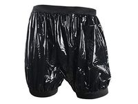 Haian Adult Incontinence Pull-on Plastic Comfort Pants (X-Large, Shiny Black)