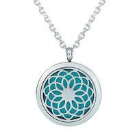 GerTong Essential Oil Diffuser Necklace, Hypo-Allergenic Premium 316L Stainless Steel Aromatherapy Diffuser Locket Pendant Set with 11 Color Refill Pads (Hollow)