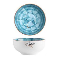 Bowl Nordic Style Hand Painted Ceramic Folk culture bowl Creative Star Student Folk culture bowl Cooking & Dining (Color : Blue, Size : 17.7 8.3cm) Household tableware, retro bowl