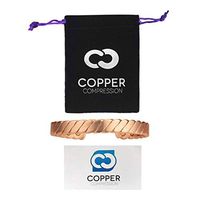 Copper Compression Twisted Copper Bracelet for Arthritis - 99.9% Pure Copper Magnetic Therapy 12 Magnet Bangle Bracelet for Men + Women. Therapeutic Bracelets for Carpal Tunnel, RSI, Joint Pain, Golf