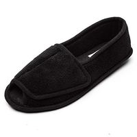 Git-up Diabetic Slippers for Women Memory Foam Arthritis Edema Adjustable Open Toe Swollen Feet House Shoes,11#Black