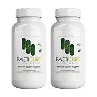 Bacticure, Natural Probiotic, Natural Product, Set of 2 Bottles, Total 120 Capsules, Vegetarian Capsules, Patented Formula, Original Product