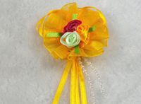 20pcs Organza Cabbage Flower Streamers The The Wedding Decoration Appliques (Yellow)