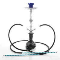 Hookah 20" Black 2 hose shisha nargila lounge narguile nargile glass water Vase
