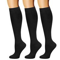 3 Pairs Compression Socks Women Men 20-30mmHg Graduated Knee High Stockings-S/M