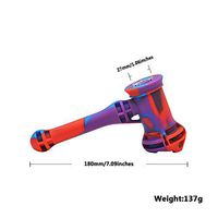 JYH-U Long Rod Hammer Pipe,Eco-Friendly Color Tube with Cigarette Case and Spoon7.09in (Color : Red Purple)