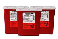 Oakridge 2.2 Quart Sharps Container (3 Pack) with Rotating Safety lid, Great for Travel