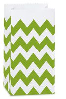 CakeSupplyShop CK79P- 25/set Apple Green & White Chevron Stripes - All-occasion Paper Favor Gift Bags - 4lb - 5x3-1/8x9-5/8"