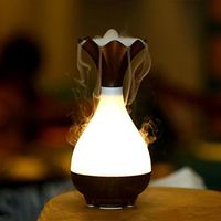 ZHHBeaty Wood Grain Aromatherapy Essential Oil Diffuser USB Humidifier, Decorative Vase Cool Mist Magic LED Night Light, Ultrasonic Auto Shut-off (Brown)