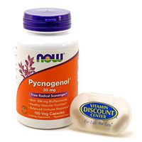 Bundle – 2 Items : 1 Bottle of Pycnogenol 30 mg by Now Foods - 150 Capsules and 1 VDC Pill Box