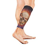 Anyangquji Punk Unique Burning Skull Sports Calf Compression Sleeve Strong Calf Support for Runners(1 Pair)