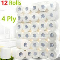 12 Rolls Toilet Paper Bulk Bath Tissue Bathroom White Soft 4 Ply 80g / Roll