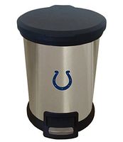 The Furniture Cove New 1.3 Gallon Round Stainless Steel Step Trash Can Waste Basket Featuring Your Choice of a Football Team Logo (Colts)