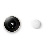 Google Nest Learning Thermostat, 3rd Gen, White, and Google Nest Temperature Sensor Bundle