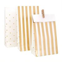 Illume Partyware Celebrate Happiness Gold Stripes & Dots - Treat Bag - Pack of 10