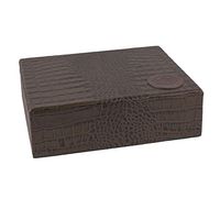 Tampa Fuego 20 Cigar Crocodile Grain Leather Humidor Cedar Box Brown