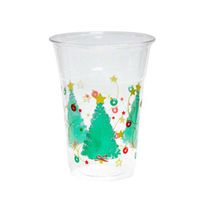 Party Essentials N162024 Soft Plastic Cup, 16-Ounce Capacity, Christmas Tree Printing (Case of 500)
