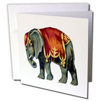 3dRose Vintage Circus Elephant - Greeting Cards, 6 x 6 inches, set of 12 (gc_41554_2)