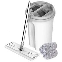 DYFYF Flat Squeeze Mop and Bucket with 3 Pcs Microfiber Separate Dirty Water From Clean Water Self Cleaning Flat Mop