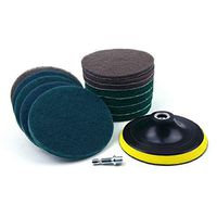 WXQ-XQ Power Scrub Pads Drill Attachment 12 PCS Scouring Pad with 6.35mm Shank M10 Backing Pad Cleaning Kit for Bathroom,Auto