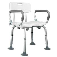 EGCLJ Aluminum Shower Chair with Arms Seat Back, Height Adjustable Medical Bath Tool Shower Chair Stool Seat for Elderly, Adults, Disabled