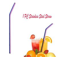 Vinjeely Stainless Steel Metal Drinking Straws Bent Reusable Washable Colorful Straws, 267 Length, 6mm Diameter (Multicolor)