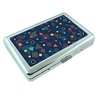 Geometric Backdrop Em1 Hip Silver Cigarette Case Id Holder Metal Wallet 4" X 2.75" RFID Protection