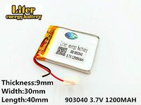 3.7V 1200mAh 903040 Lithium Polymer Ion Rechargeable Battery Lithium Polymer Li-Po Battery for MP4 GPS MP3 Bluetooth Stereo DIY Gift