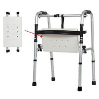 Standard Walkers Without Wheels with Bathing Board Foldable Walking Frames Superlight Aluminum Alloy