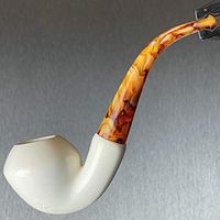 Blurred Lines Bulldog Meerschaum Pipe with Smooth Finish 1/4 Bend by Paykoc M02220