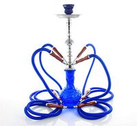 4 hose 20" Blue Hookah shisha nargila bar narguile nargile glass vase smoke