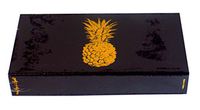 The Joy of Light Designer Matches Gold Pineapple on Black Embossed 4" Collectible Matchbox