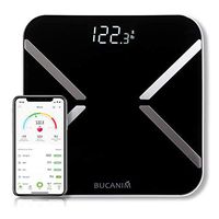 Bucanim Smart Body Fat Scale Bluetooth Body Composition Analyzer Digital Bathroom Weighing Scales Digital Scale Weight Blue Backlight, Capacity 400LB