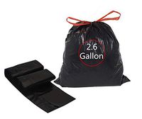 Feiupe 2.6 Gallon Drawstring Garbage Bag Trash Bag Can Liner (Black, 2.6 Gallon(90 Bags))