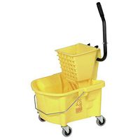 Continental 26 qt Yellow Plastic Mop Bucket with Side Press Wringer - 22"L x 18"W x 37"H