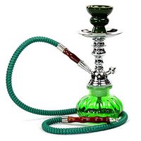 Hookah Shisha Nargila Smoking Water Pipe Bong Glass Tobacco 1 Hose Bowl Set Green Color