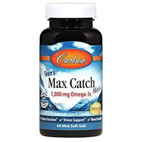 Carlson - Teen's Max Catch Minis, 1000 mg Omega-3s, Brain & Vision Support, Mood Health, 60 Softgels