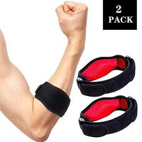 Adjustable Tennis Elbow Brace with Compression Pad(2 Pack) - Tennis Elbow Support for Elbow Tendonitis (Red)