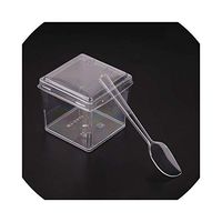 Dessert Cup One Off Diy Ice Cream Pudding Cups Transparent Lid with Spoon Plastic Spoons Home Square Disposable,spoon