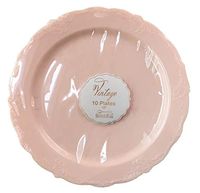 Vintage Disposable Plates - Ivory - Set of 10 (Pink)