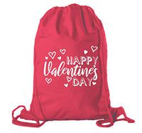 Valentine's Day Bags, Cotton Drawstring Cinch Backpacks, Valentines Day Gift Bags - 3PK Red CA2725VAL S1