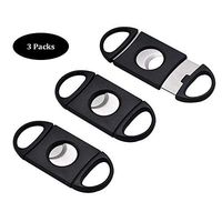 Cigar Cutter Black Plastic Guillotine Stainless Steel Double Blade Cigar Knife Scissors (3 Packs)