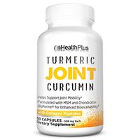 Health Plus Turmeric Joint - MSM + Chondroitin + MCT + Bioperine + Vitamin D3 - Dietary Supplement, Glucosamine, Detox, Natural Herbal Ingredients (60 Capsules, 30 Servings)