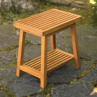 FurnitureOutlet New Grade A Teak Wood Bath Stool Or Side Table Or Shower Bench