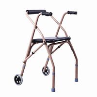 Diry Old Man Walker with Seat Belt Wheel Folding Anti-Skid Four-Foot Walker