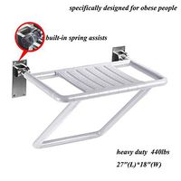JCWANGDEFU Folding Shower Seat Wall Mounted Bathroom Bathtub Safety Stool Chair, Extended and Widened Version, Load of 440 lbs, 304 Stainless Steel, Anti-slip Nylon, 27"(L) 18"(W), White